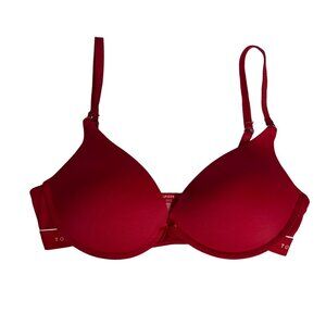 Tommy Hilfiger Classic Tee Tshirt Push-Up Bra Red Underwire Size 34C